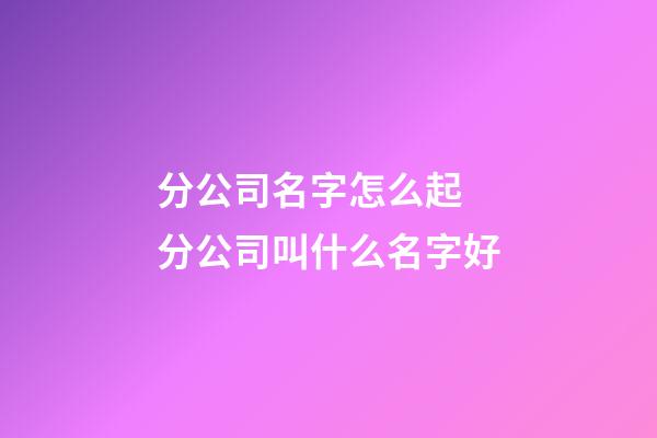 分公司名字怎么起 分公司叫什么名字好-第1張-公司起名-玄機派